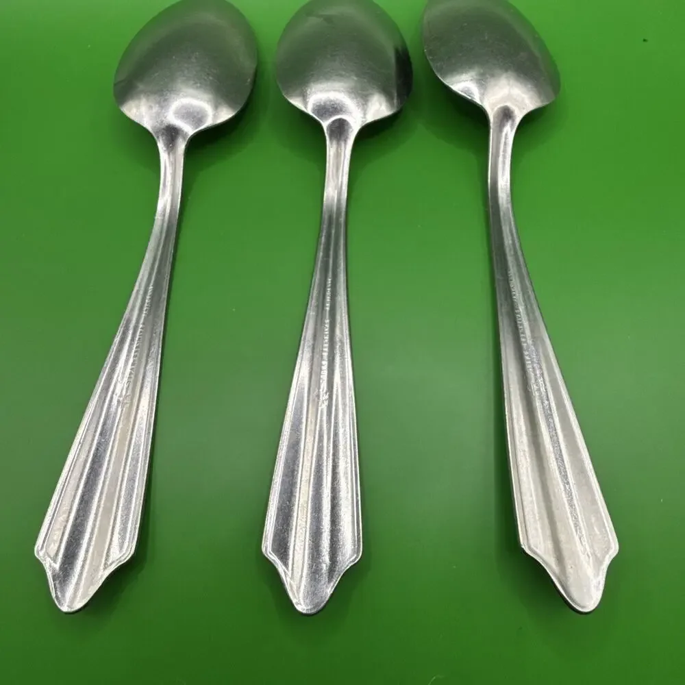 (3) Royal Allegheny RFL9 Oval Soup Table Spoon Place Stainless Outline 7 1/4 In